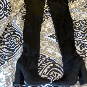 Over the knee black heels